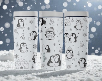 Engraved Winter Penguin Owala SmoothSip Slider Insulated Stainless Steel Coffee Tumbler – 12oz 20oz – Cute Cozy Holiday Gift