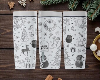 Weihnachtlich gravierter Owala SmoothSip Slider Isolierbecher aus Edelstahl – 355 ml / 590 ml – Festliche Wasserflasche – Wintergeschenkidee