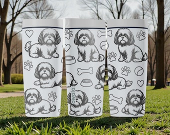 Shih Tzu Engraved Owala SmoothSip Slider Insulated Stainless Steel Tumbler – 12oz 20oz – Dog Lover Gift