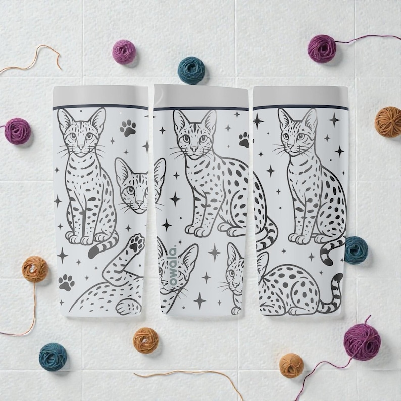 Savannah Cat Graverad Owala SmoothSip Slider Isolerad Rostfri Stålmugg – 355 ml 600 ml – Prickig Exotisk Kattmugg – Present till Kattälskare bild 1