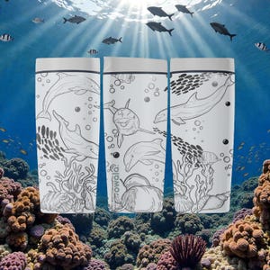 Graverad delfinhavsscen Owala SmoothSip Slider Isolerad rostfri stålmugg – 355 ml 600 ml – Sea Life vattenmugg present bild 1