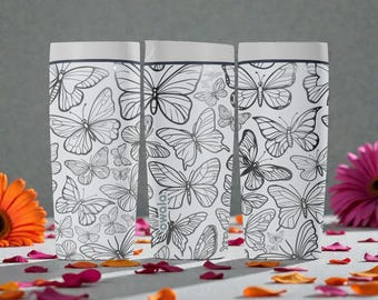 Gegraveerde vlinder Owala SmoothSip geïsoleerde roestvrijstalen beker – elegante, natuurlijke drinkgerei – cadeau vlinderliefhebber