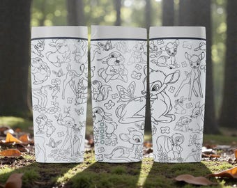 Woodland Deer & Forest Friends SmoothSip Slider Tumbler – Cute Nature Line Art Stainless Steel Cup – 12oz 20oz