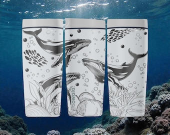 Knölval graverad SmoothSip isolerad rostfri stålmugg – Ocean Life-mugg – Kustvattenflaska – Gåva till valälskare