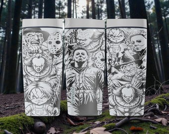 Horror-Bösewicht gravierte SmoothSip Edelstahlbecher - Gruseliger Horror-Kunstbecher - Geschenk für Horrorfans