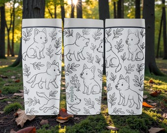 Wolf gravierte SmoothSip Becher - Natur inspirierte Edelstahltasse - Waldtier Geschenk