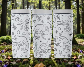 Chameleon gegraveerde Owala SmoothSip Slider geïsoleerde roestvrijstalen beker – 12 oz 20 oz – Reptile Nature Design beker – Uniek dierencadeau