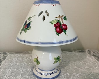 Vintage Villeroy & Boch Cottage Candle Lamp W/Shade, Discontinued Cottage Collection