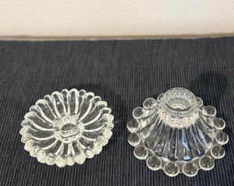 Anchor Hocking Boopie Clear Glass Candlesticks, Set of 2