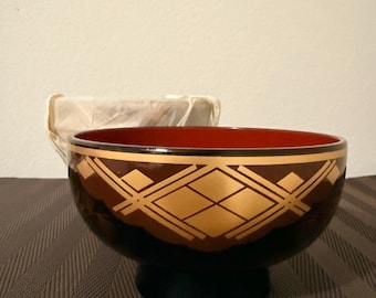 Vintage 1980s Japanese Lacquerware Noodle Bowls - Set of 2 - New Old Stock