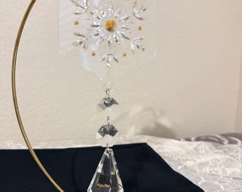Vintage Etched Glass Prism Ornament, Hanging Decor