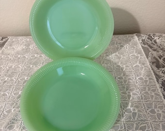 Vintage Fire-King Jane Ray Jadeite Soup Bowls Set of 2