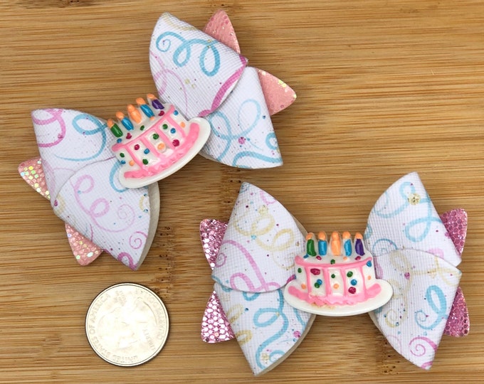 Birthday Cake Hair Bow Girls Toddler Baby Hair Bow Small Etsy