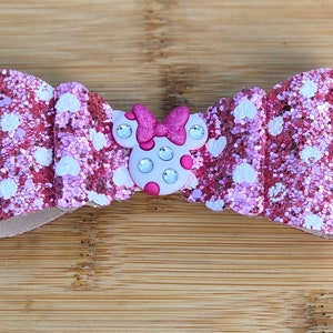 Pink Minnie Mouse Hair Bows -  Girls, Toddler, Baby Hair Bows - Minnie Mouse Birthday - Minnie Mouse Headbands - Faux Leather Hair Bow