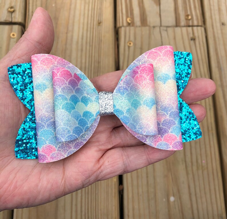 Girls Headbands Baby Teens Toddler Large Mermaid Glitter Hair Bow