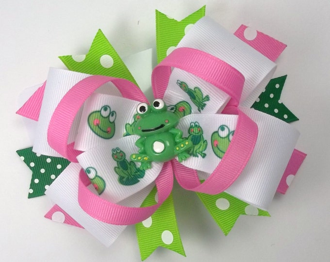 FROG Boutique Hair Bow Frog Hair Clips Ready to Ship Hair Bows Etsy