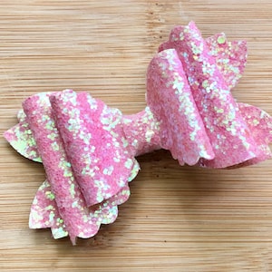 Light Pink Glitter Hair Bow - Girls Hair Bows - Toddler Hair Bows - Baby Headbands- Pigtail Hair Bow - Faux Leather - Ready to Ship