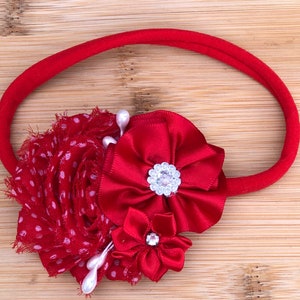 Red Flower Headband - Baby Headband - Toddler Headband - Girls Headband