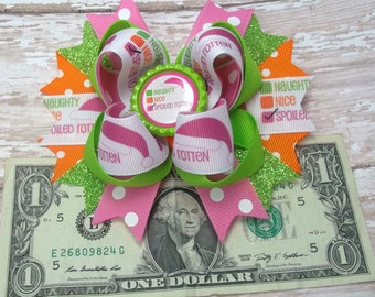Christmas Hair Bow, Christmas Hair Clip, Naughty, Nice Hair bow, Toddler hair bows - Girls Hair bow - Headbands - Baby Hair Bows