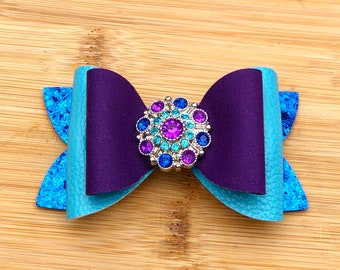 Purple And Blue Dressy Hair Bow -  Women's Hair Bows - Girls Hair Bows - Toddler Hair Bows Medium Bow -  -Baby Headbands  - Ready To Ship