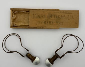 Antike augenoptische Instrumente Riggs Optisch Omaha NE 1890er Jahre Messing Glas