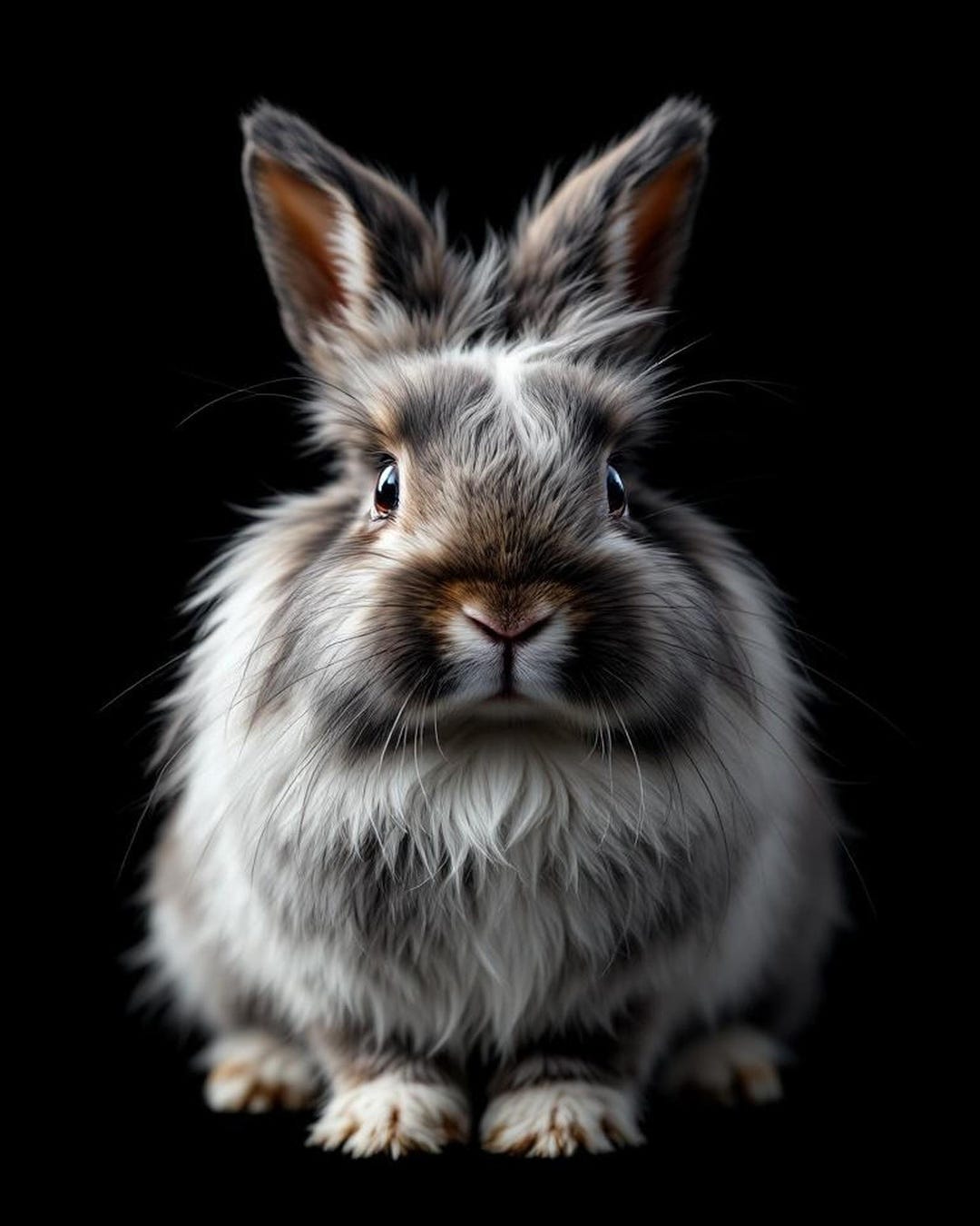 Angora Rabbit Wall Art, Black and White Animal Print, 4K 8K Digital ...