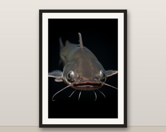 Catfish Wall Art, Photorealistic Catfish Print, Animal Portrait, Printable Digital Download, Home Decor