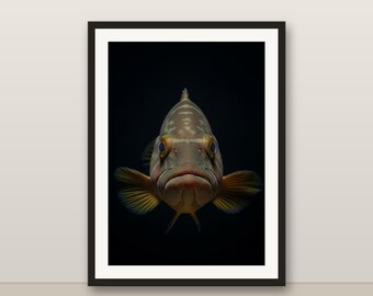 Grouper Wall Art, Photorealistic Grouper Print, Animal Portrait, Printable Digital Download, Home Decor