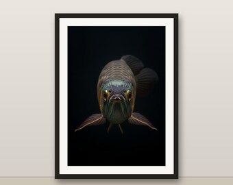 Arowana Wall Art, Photorealistic Arowana Print, Animal Portrait, Printable Digital Download, Home Decor