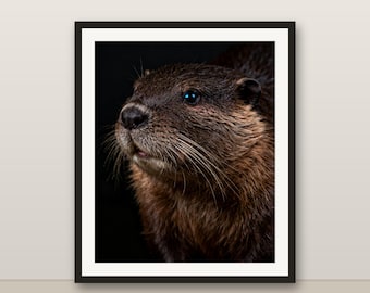 ビーバーのウォールアート、写実的なビーバーのプリント、動物の肖像画、印刷可能なデジタルダウンロード、ホームデコレーション