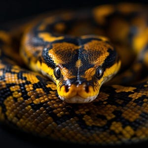 Muurkunst met netvormige python, dierenportret in kleur, 4K 8K digitale download, reptielendecorprint