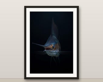 Sailfish Wall Art, Photorealistic Sailfish Print, Animal Portrait, Printable Digital Download, Home Decor