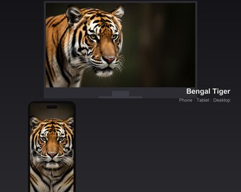 Pacchetto di sfondi con tigre del Bengala, per telefono, tablet e desktop, 7 dimensioni 4K, download digitale.