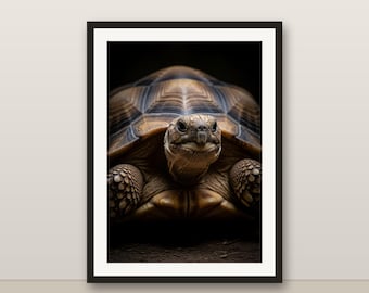 Aldabra-Schildkröten-Wandbild, fotorealistischer Druck, Tierporträt, druckbarer digitaler Download, Heimdekoration