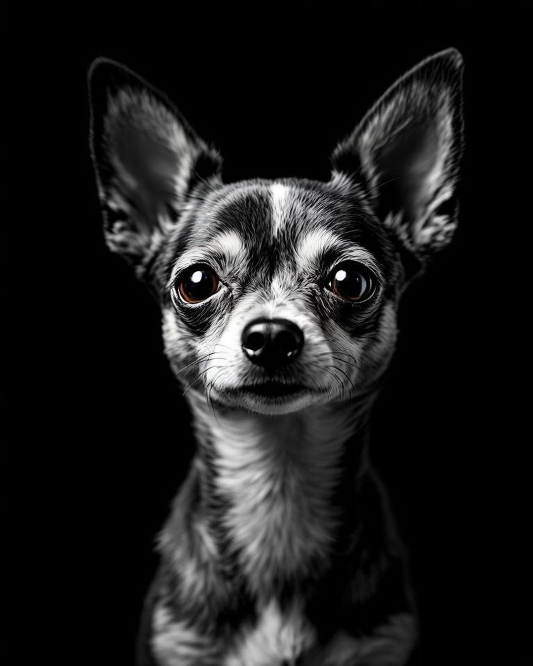 Chihuahua Wall Art, Black and White Dog Print, 4K 8K Digital Download ...