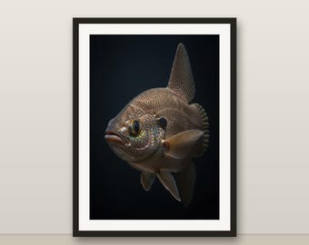 Sunfish Wall Art, Photorealistic Sunfish Print, Animal Portrait, Printable Digital Download, Home Decor