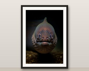 Moray Eel Wall Art, Photorealistic Moray Eel Print, Animal Portrait, Printable Digital Download, Home Decor