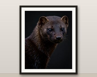 フィッシャーのウォールアート、フォトリアルなフィッシャーのプリント、動物の肖像画、印刷可能なデジタルダウンロード、ホームデコレーション
