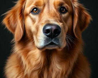 AI Art | Golden Retriever Wall Art, Color Dog Portrait, 4K/6K/8K Digital Download, Vibrant Home Decor, Pet Lover Gift #1