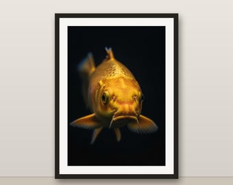 Koi Wall Art, Photorealistic Koi Print, Animal Portrait, Printable Digital Download, Home Decor