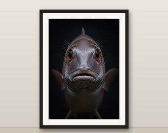 Snapper Wall Art, Photorealistic Snapper Print, Animal Portrait, Printable Digital Download, Home Decor