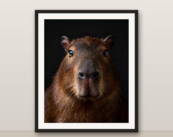 カピバラのウォールアート、写実的なカピバラのプリント、動物の肖像画、印刷可能なデジタルダウンロード、ホームデコレーション