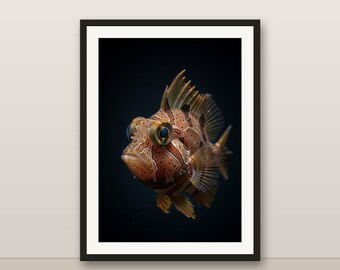 Lanternfish Wall Art, Photorealistic Lanternfish Print, Animal Portrait, Printable Digital Download, Home Decor