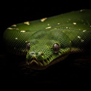 Green Tree Python Wall Art, Photorealistic Green Tree Python Print, Animal Portrait, Printable Digit