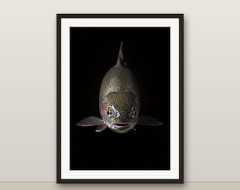 Rainbow Trout Wall Art, Photorealistic Rainbow Trout Print, Animal Portrait, Printable Digital Download, Home Decor