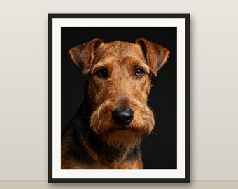 Airedale Wall Art, Photorealistic Airedale Print, Animal Portrait, Printable Digital Download, Home Decor