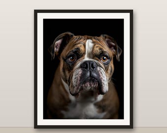 Bulldogge Wandkunst, Farbe Hundeporträt, 4K 8K druckbare digitale Download, Hundedekordruck