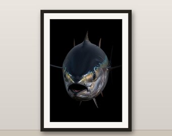 Bluefin Tuna Wall Art, Photorealistic Bluefin Tuna Print, Animal Portrait, Printable Digital Download, Home Decor