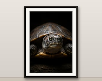 Schildkröten-Wandbild, fotorealistischer Schildkrötendruck, Tierporträt, digitaler Download zum Ausdrucken, Dekoration für Zuhause