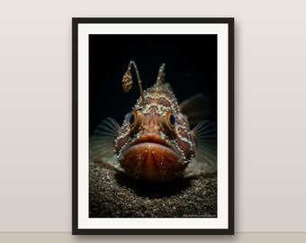 Anglerfish Wall Art, Photorealistic Anglerfish Print, Animal Portrait, Printable Digital Download, Home Decor